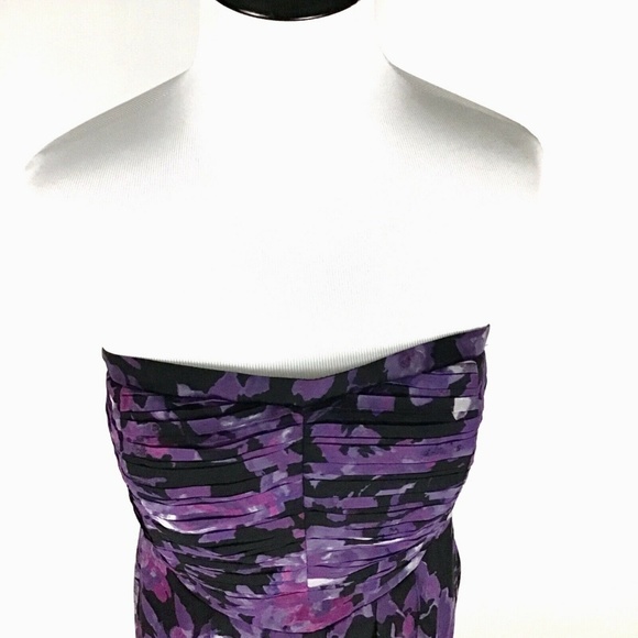 🦋Lauren Conrad Chiffon Purple Roses Wrap Dress - Picture 4 of 8